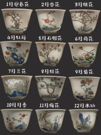 图片清康熙五彩十二月花神杯